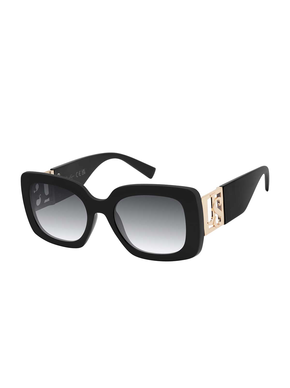 Jessica Simpson Discount | Glamorous Square Logo Temple Sunglasses in Black