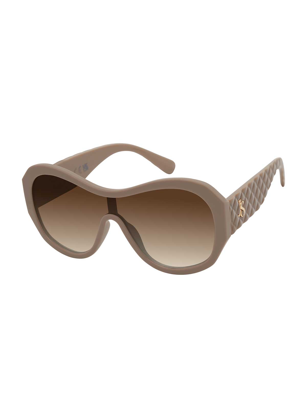 Jessica Simpson Outlet | Stylish Oversized Shield Sunglasses in Horn Brown