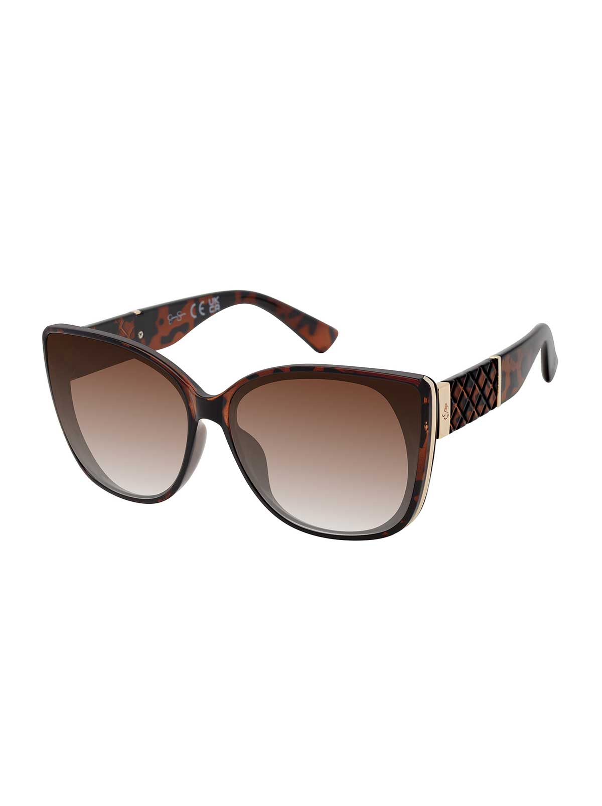 Jessica Simpson Discount | Embossed Temple Cat-Eye Sunglasses in Tortoise