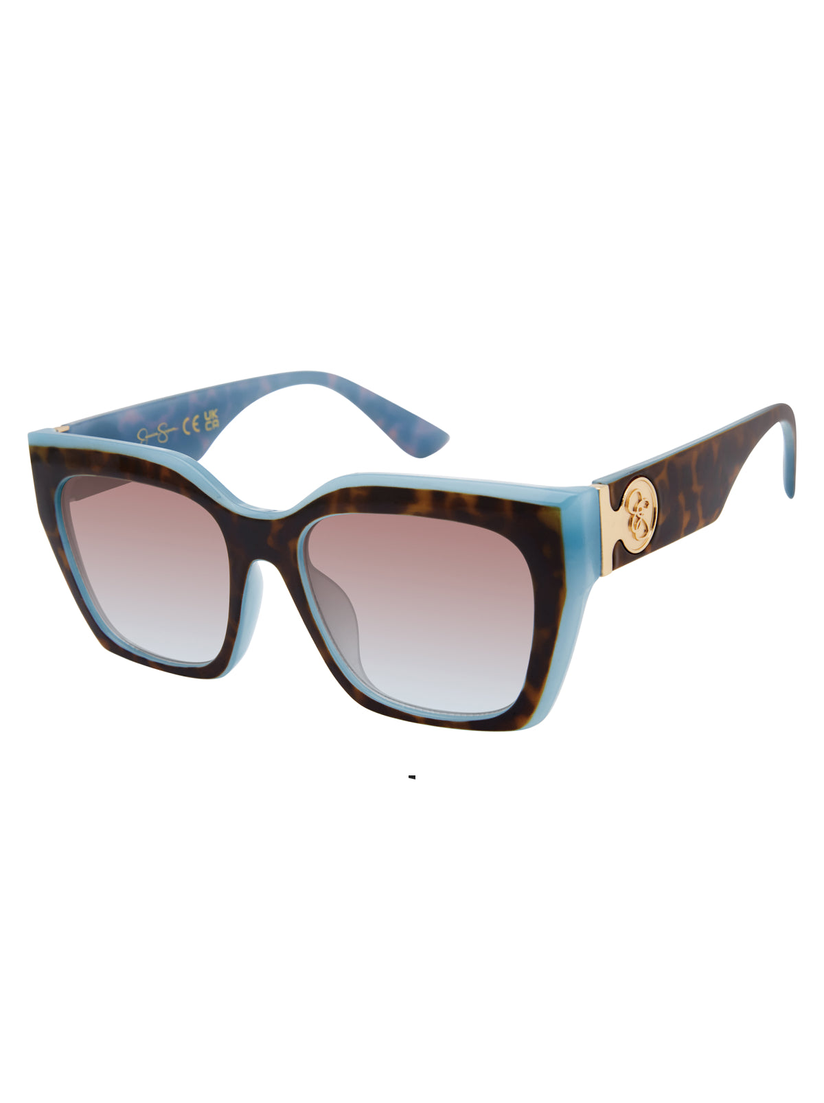 Jessica Simpson Discount | Retro Two Tone Cat Eye Sunglasses in Tortoise & Blue