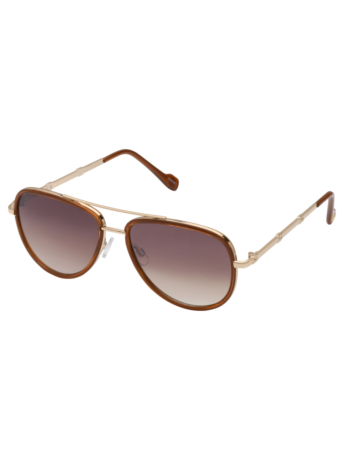 Jessica Simpson On Sale | Modern Metal Aviator Sunglasses in Gold & Brown