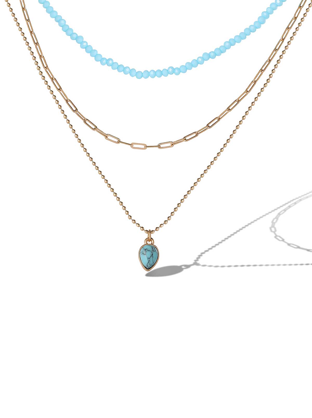 Jessica Simpson Online | Layered Turquoise & Gold Bead Necklace
