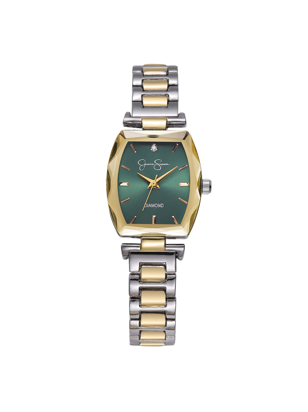 Jessica Simpson Outlet | Faceted Bezel Bracelet Watch in Gold & Silver