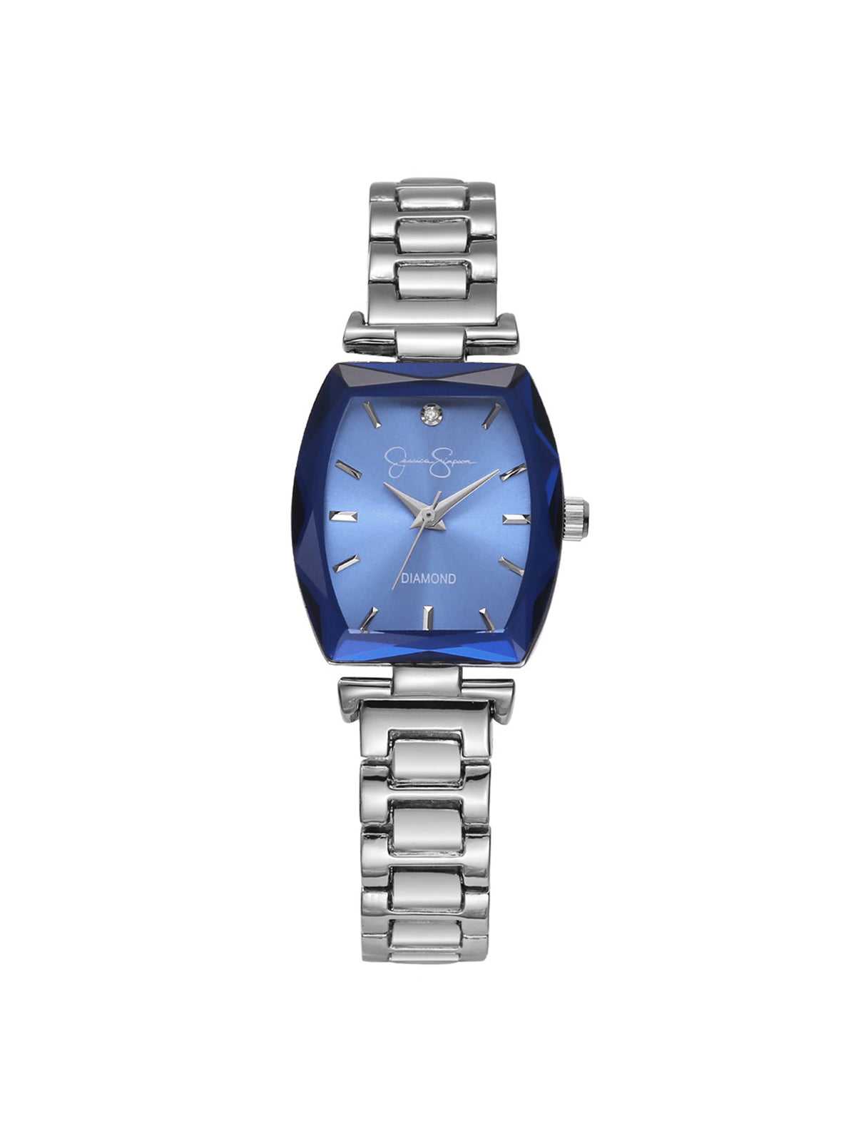Jessica Simpson Sale | Faceted Bezel Bracelet Watch in Silver & Blue