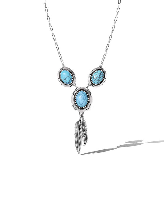 Jessica Simpson On Sale | Boho Turquoise & Feather Pendant Necklace
