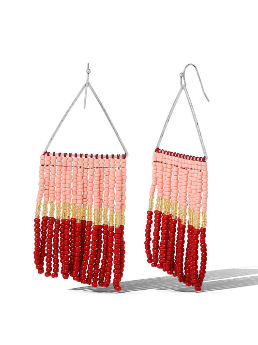 Jessica Simpson Outlet | Multi Seed Beads Fringe Dangle Earring