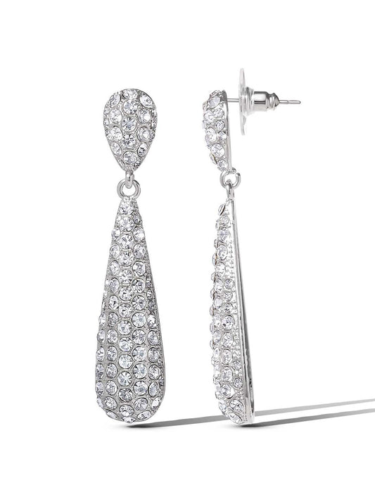 Jessica Simpson For Sale | Silver-Tone Pave Teardrop Dangle Earrings