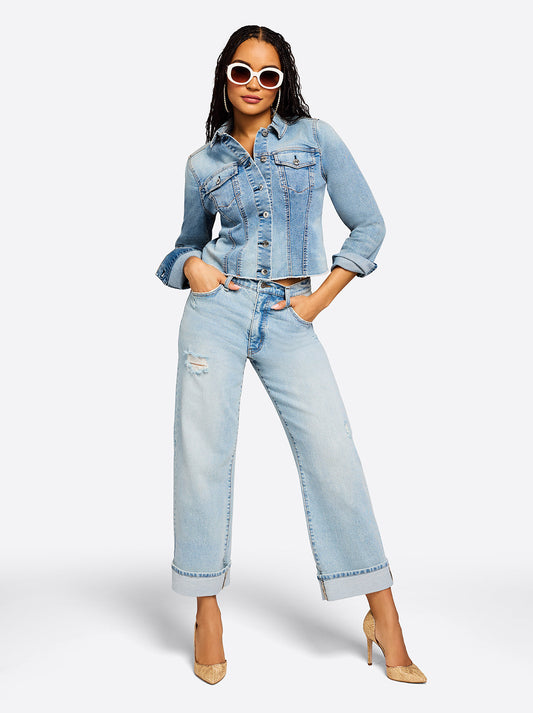 Jessica Simpson On Sale | Valentine Wide Leg Boyfriend Jeans in Dearest