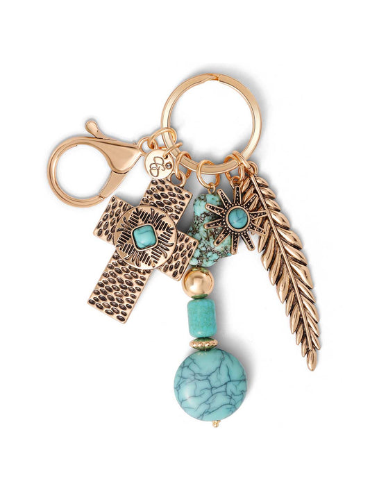 Jessica Simpson For Sale | Turquoise Gold Charms Keychain
