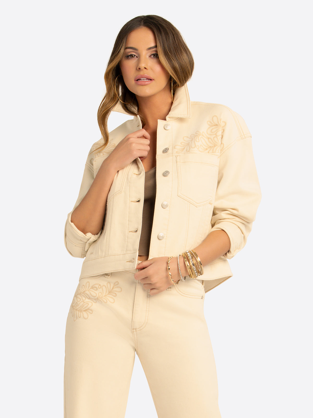 Jessica Simpson On Sale | JS Jessica Simpson Pleat Back Denim Jacket in Undyed Natural