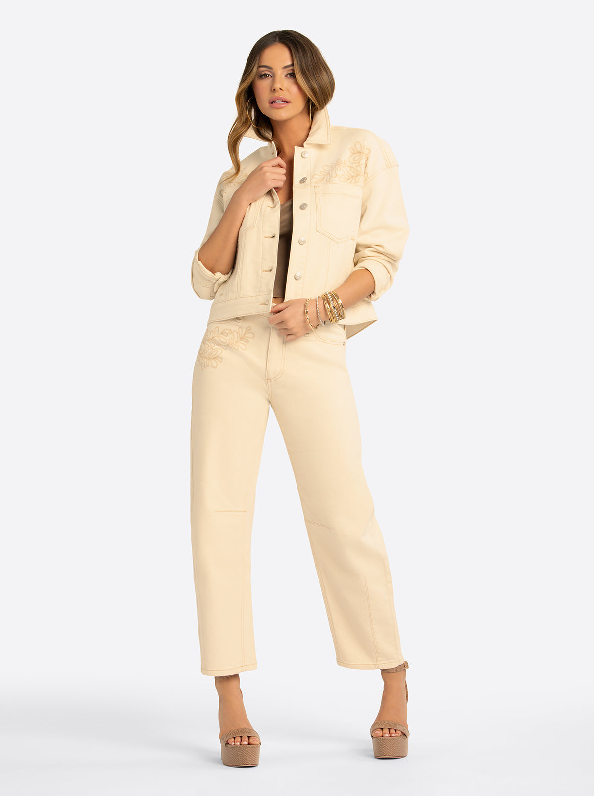 Jessica Simpson On Sale | JS Jessica Simpson Pleat Back Denim Jacket in Undyed Natural