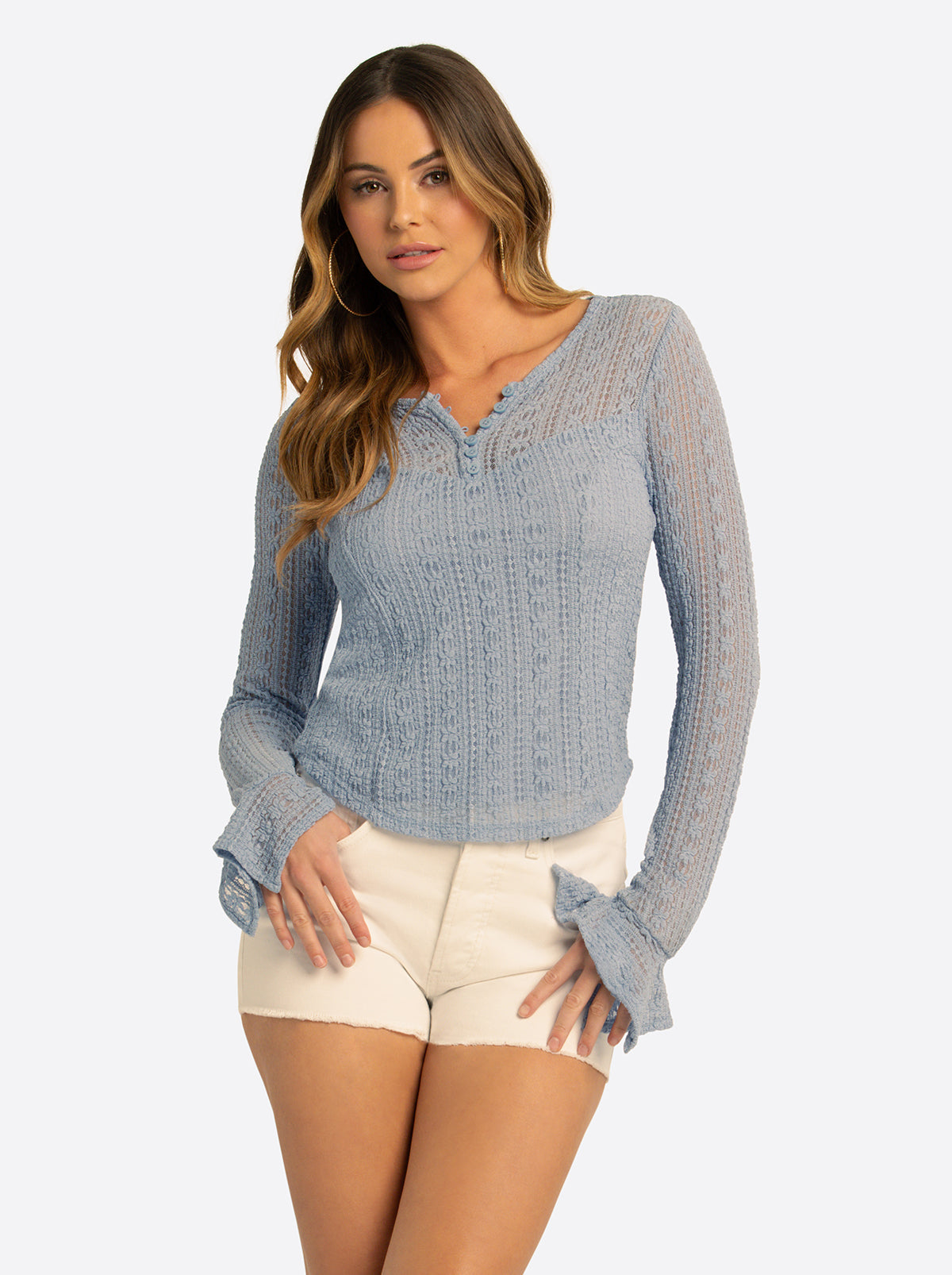 Jessica Simpson On Sale | JS Jessica Simpson Tie Lace Top in Forever Blue
