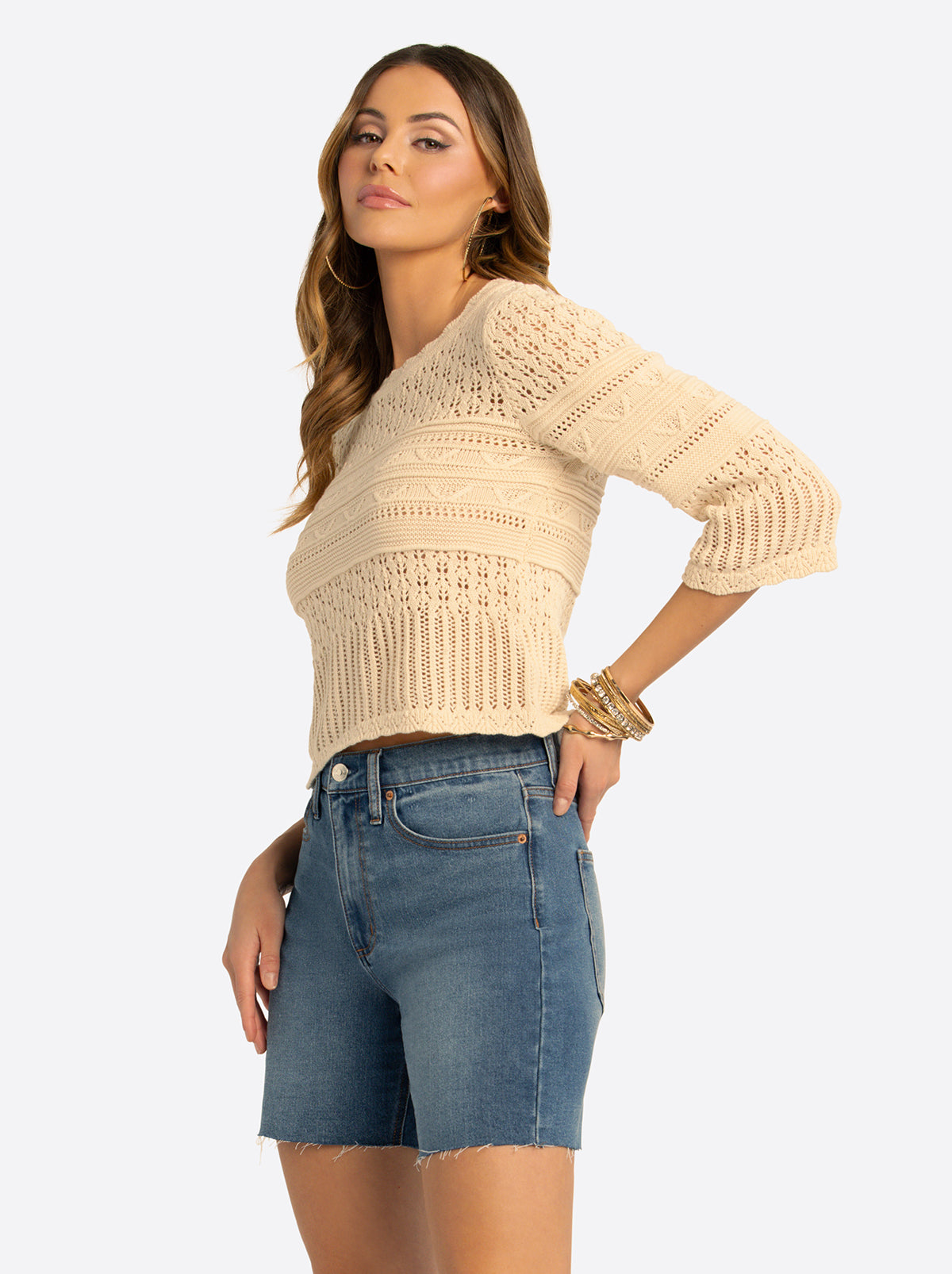 Jessica Simpson For Sale | JS Jessica Simpson Mosi Sweater Tee in Whitecap Gray