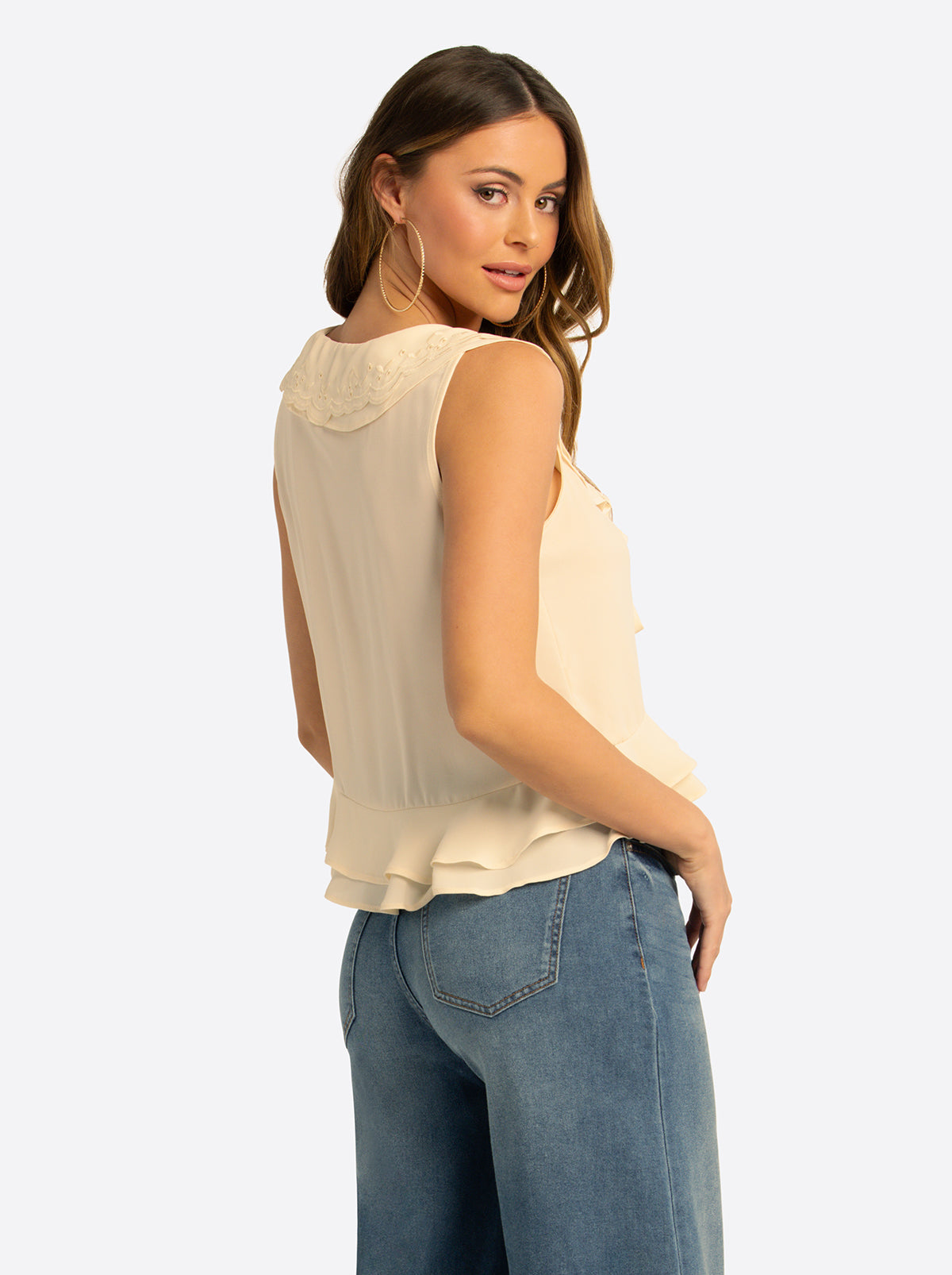Jessica Simpson For Sale | JS Jessica Simpson Trea Ruffle Tie Top in Whitecap Gray