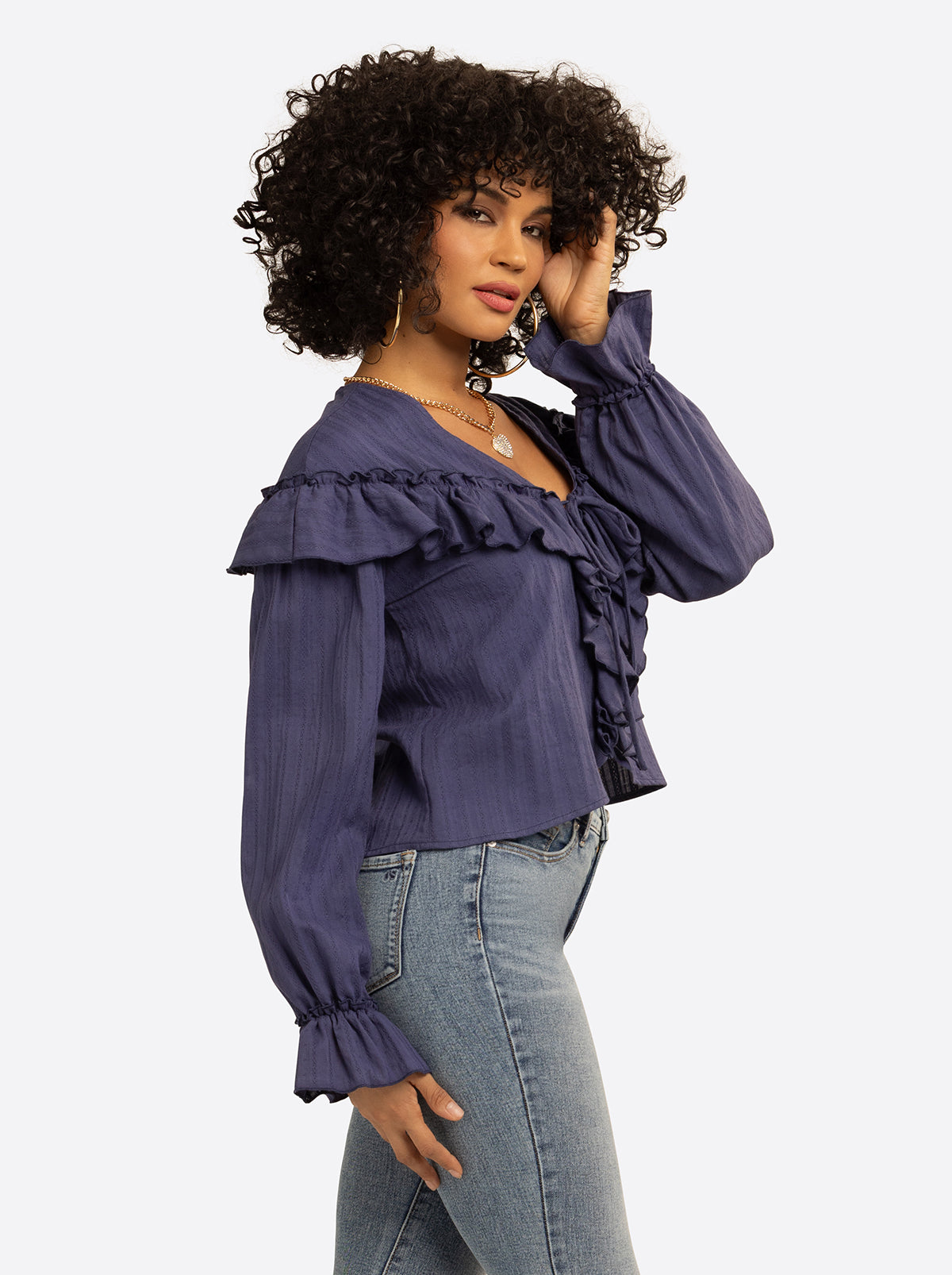 Jessica Simpson Discount | JS Jessica Simpson Daphne Blouse in Deep Cobalt