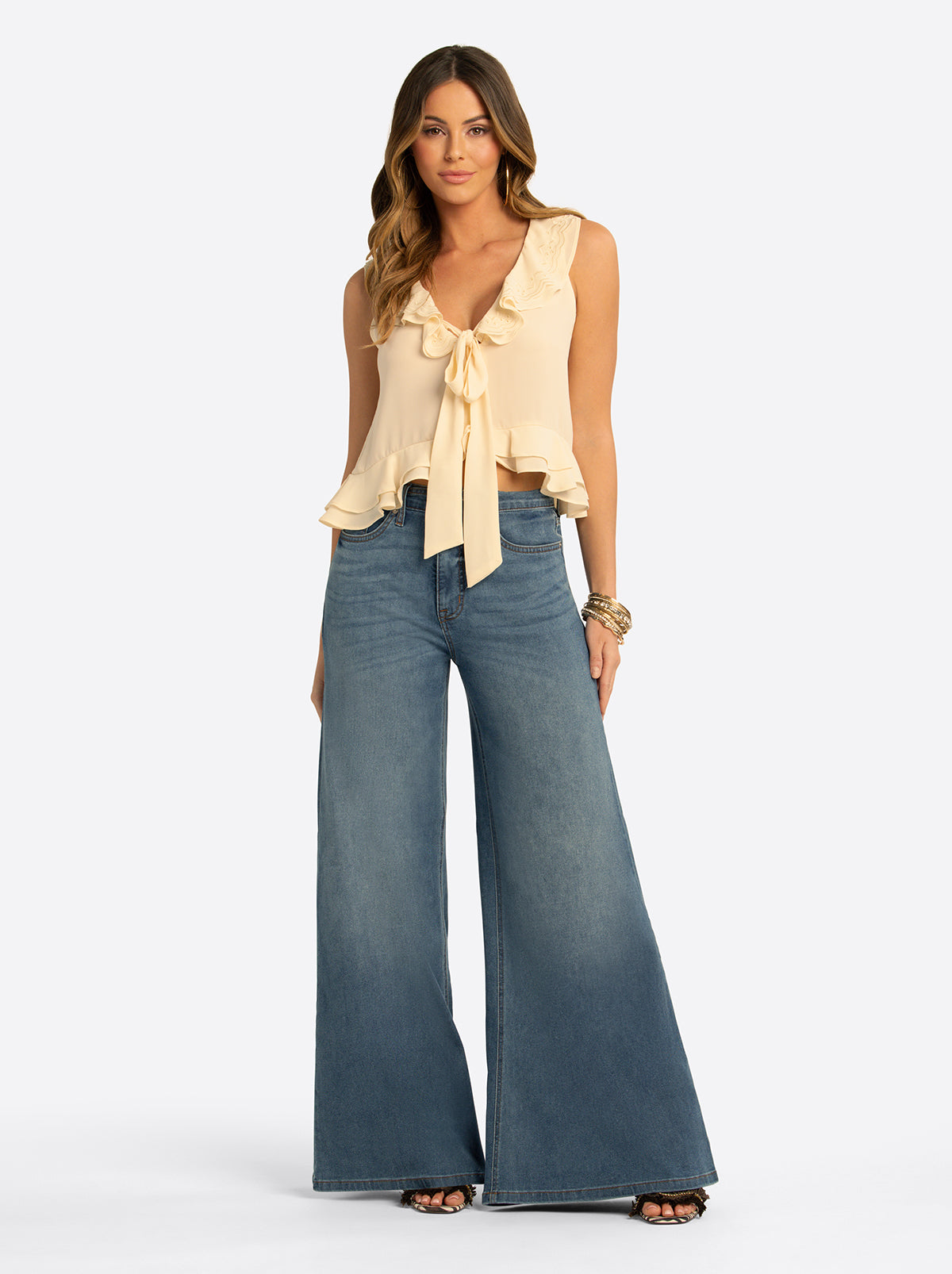 Jessica Simpson Online | JS Jessica Simpson Claremont Super Wide Leg Jean in Seashell