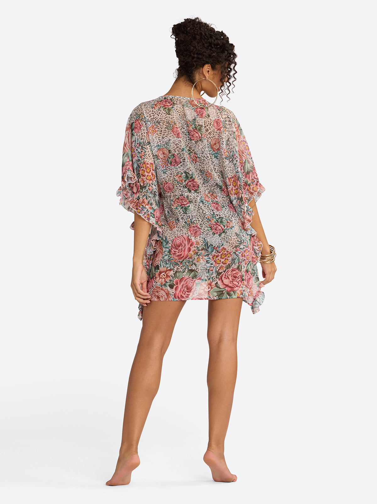 Jessica Simpson Online | Animal Control Ruffle Cover Up Dress in Rose Multi