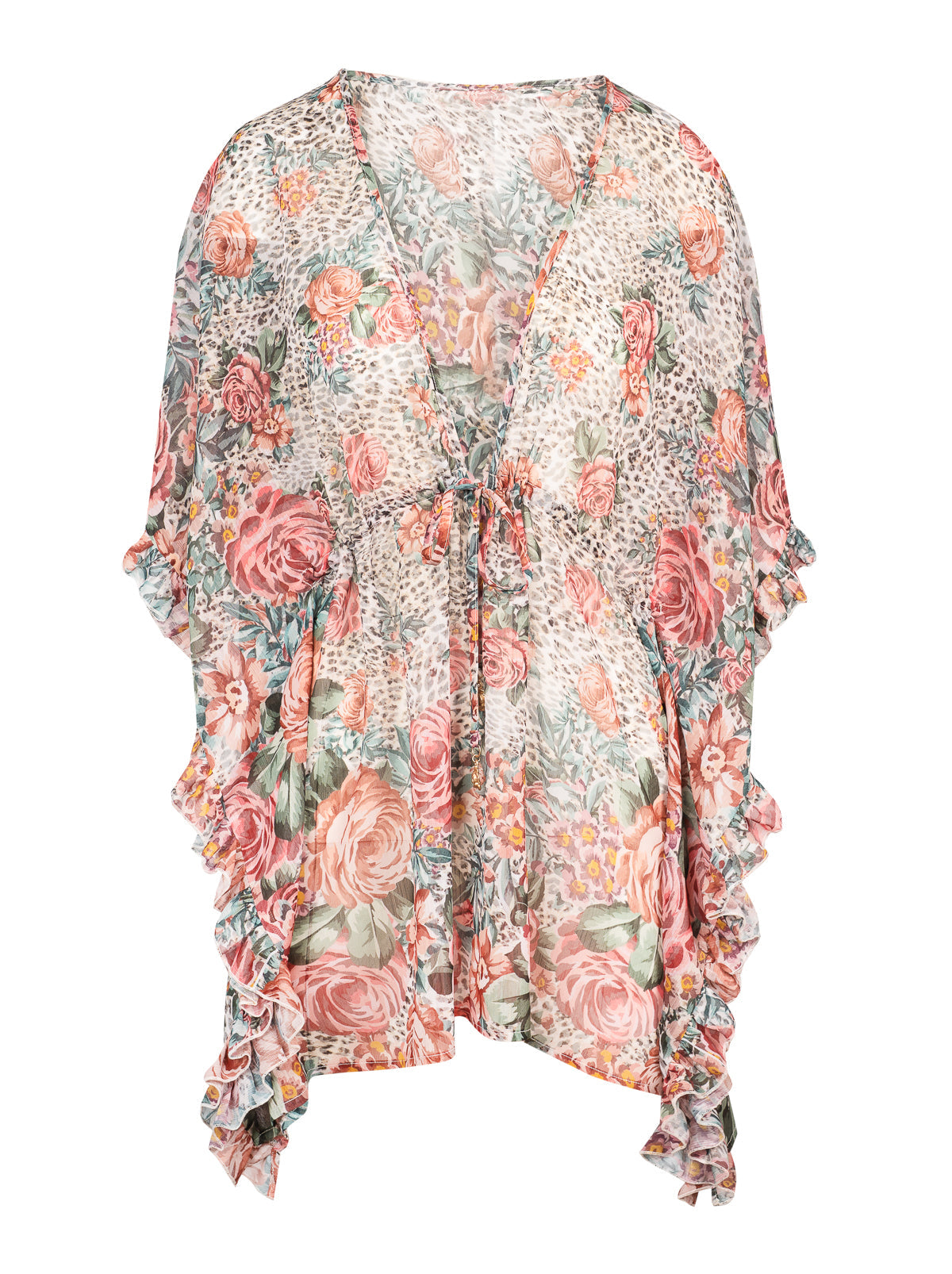 Jessica Simpson Online | Animal Control Ruffle Cover Up Dress in Rose Multi
