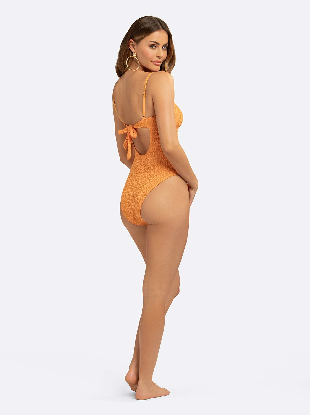 Jessica Simpson On Sale | Crochet Ring Bandeau One Piece in Clementine