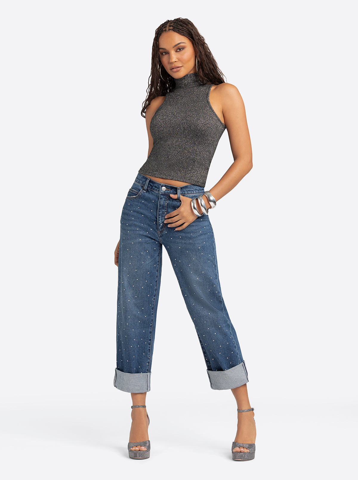 Jessica Simpson Online | Jessica Simpson 2.0 Embellished Boyfriend Jeans in Thorn
