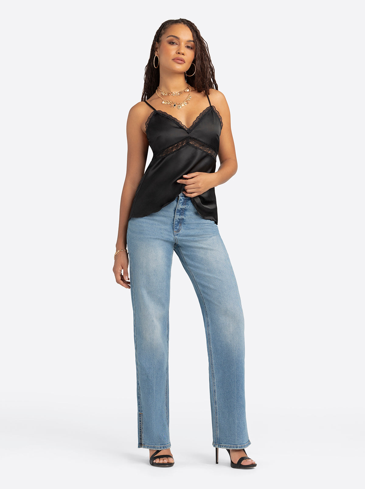 Jessica Simpson Outlet | Jessica Simpson 2.0 Emmy Lace Trim Cami in Black