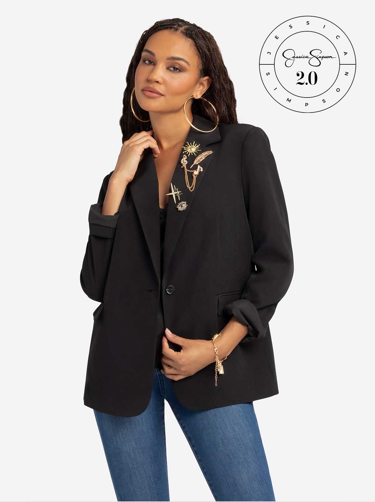 Jessica Simpson Outlet | Jessica Simpson 2.0 Lenna Blazer in Black