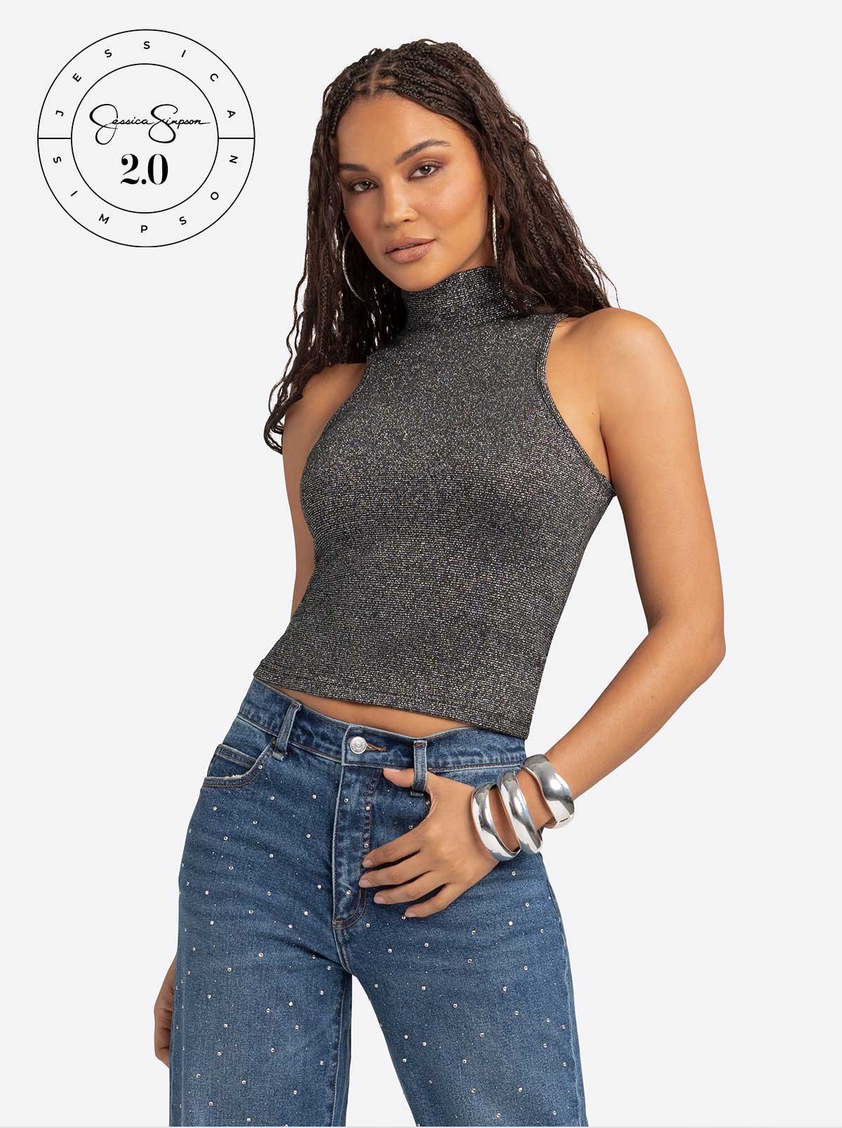 Jessica Simpson For Sale | Jessica Simpson 2.0 Asha Shimmer Top in Black