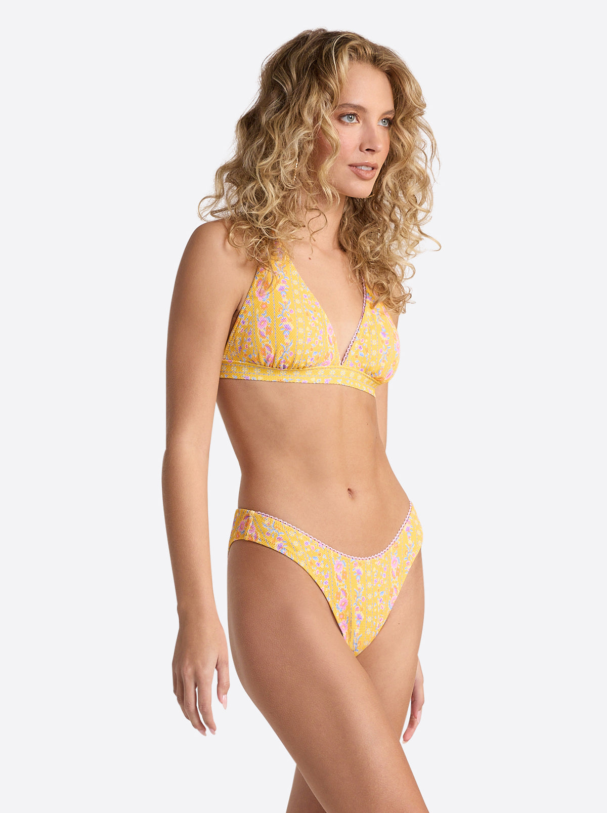 Jessica Simpson Outlet | X-Back Triangle Bra in Foxglove Stripe
