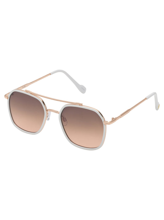 Jessica Simpson For Sale | Square Metal Aviator Pilot Sunglasses in Rose Gold & White