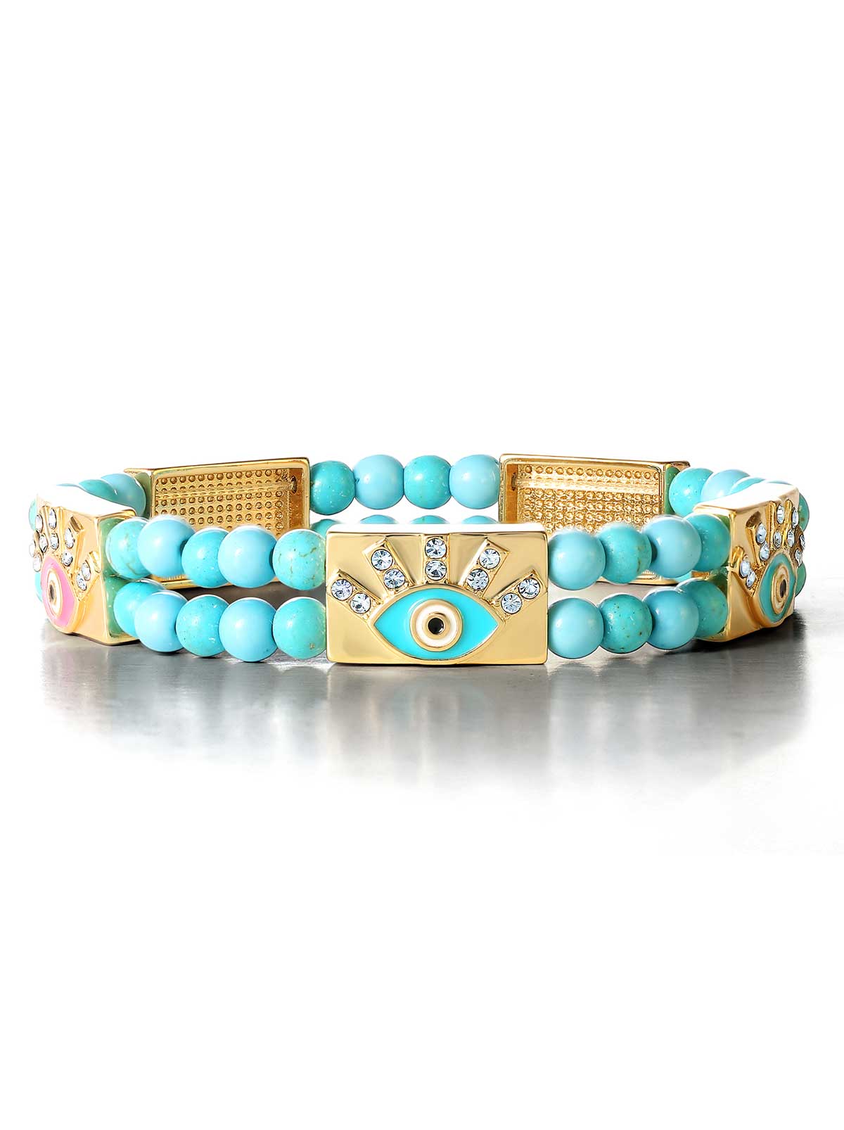 Jessica Simpson Discount | Evil Eye Turquoise Bead Stretch Bracelet
