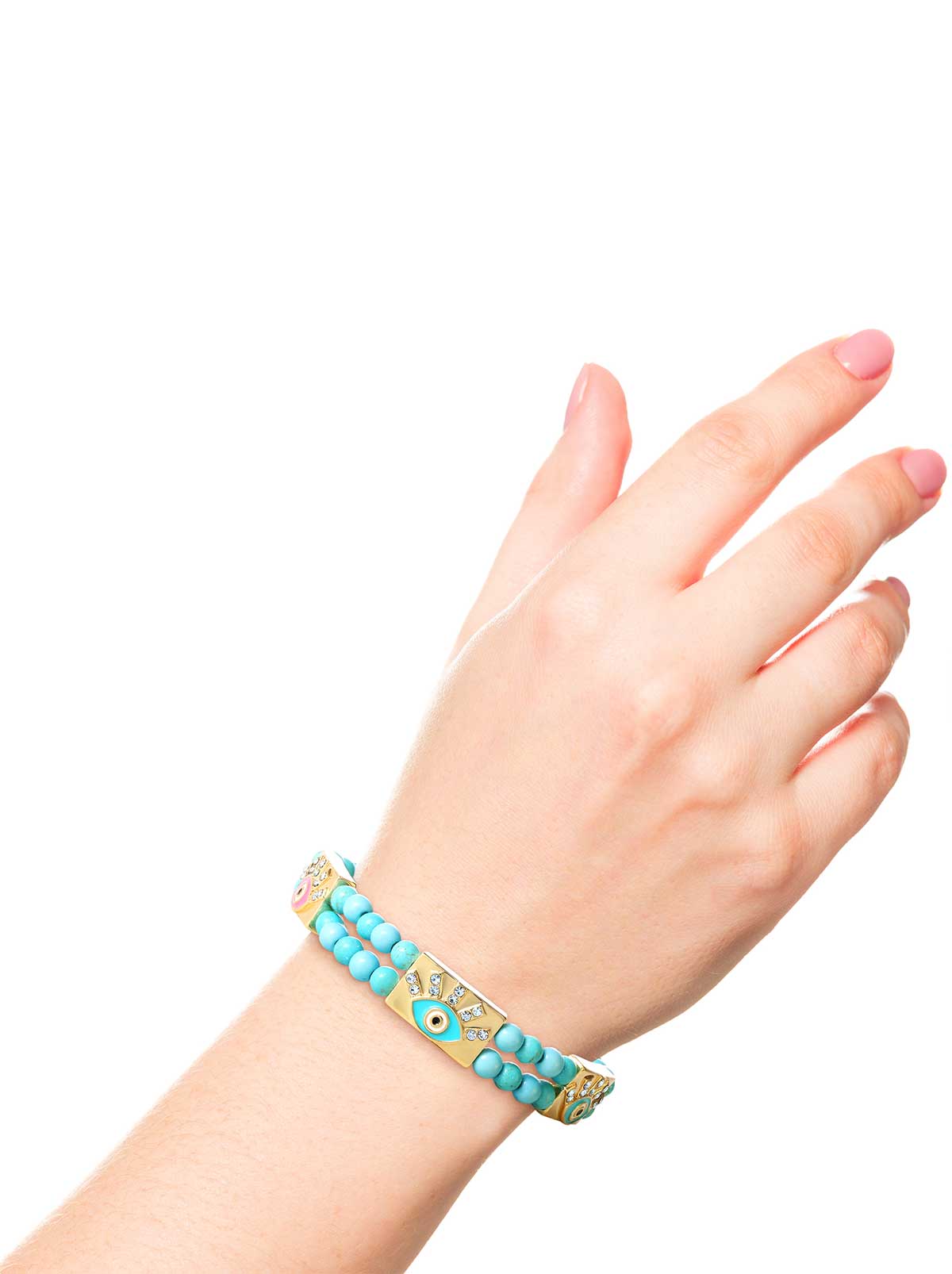 Jessica Simpson Discount | Evil Eye Turquoise Bead Stretch Bracelet