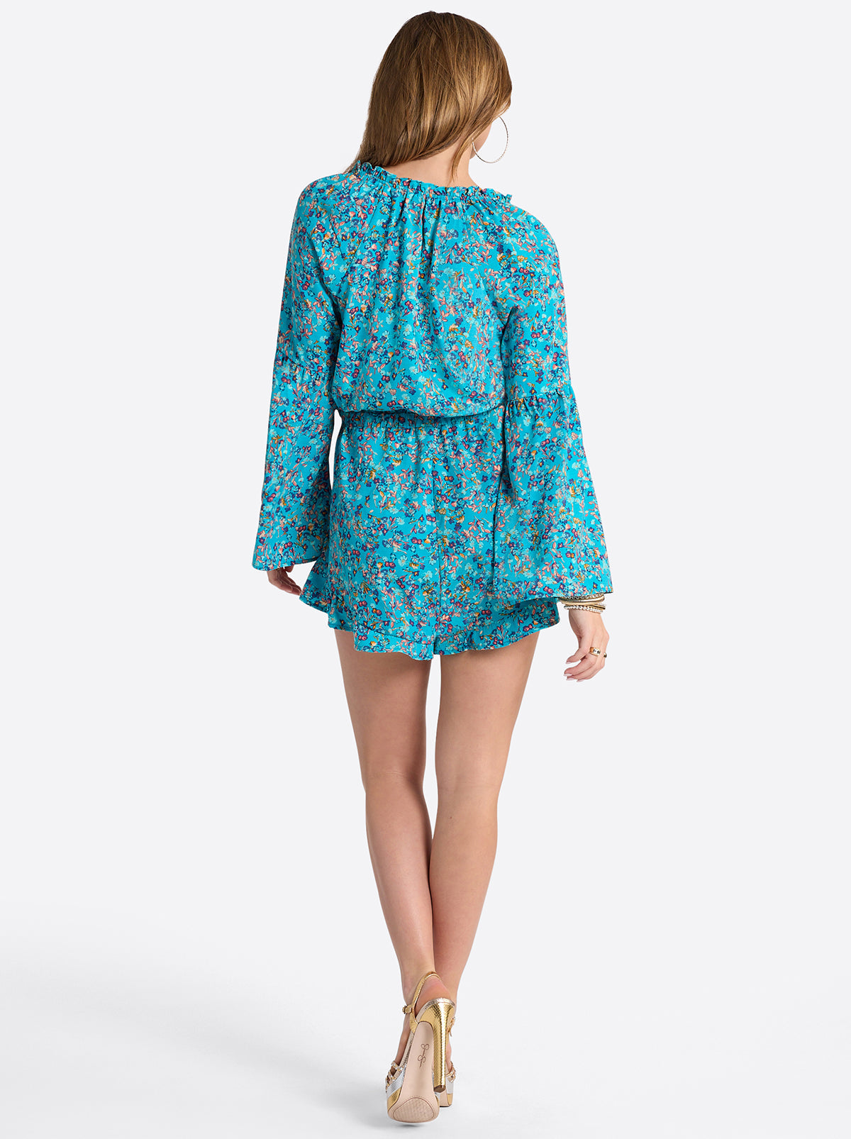 Jessica Simpson For Sale | Aurelia Romper in Tile Blue Acrylic Ditsy