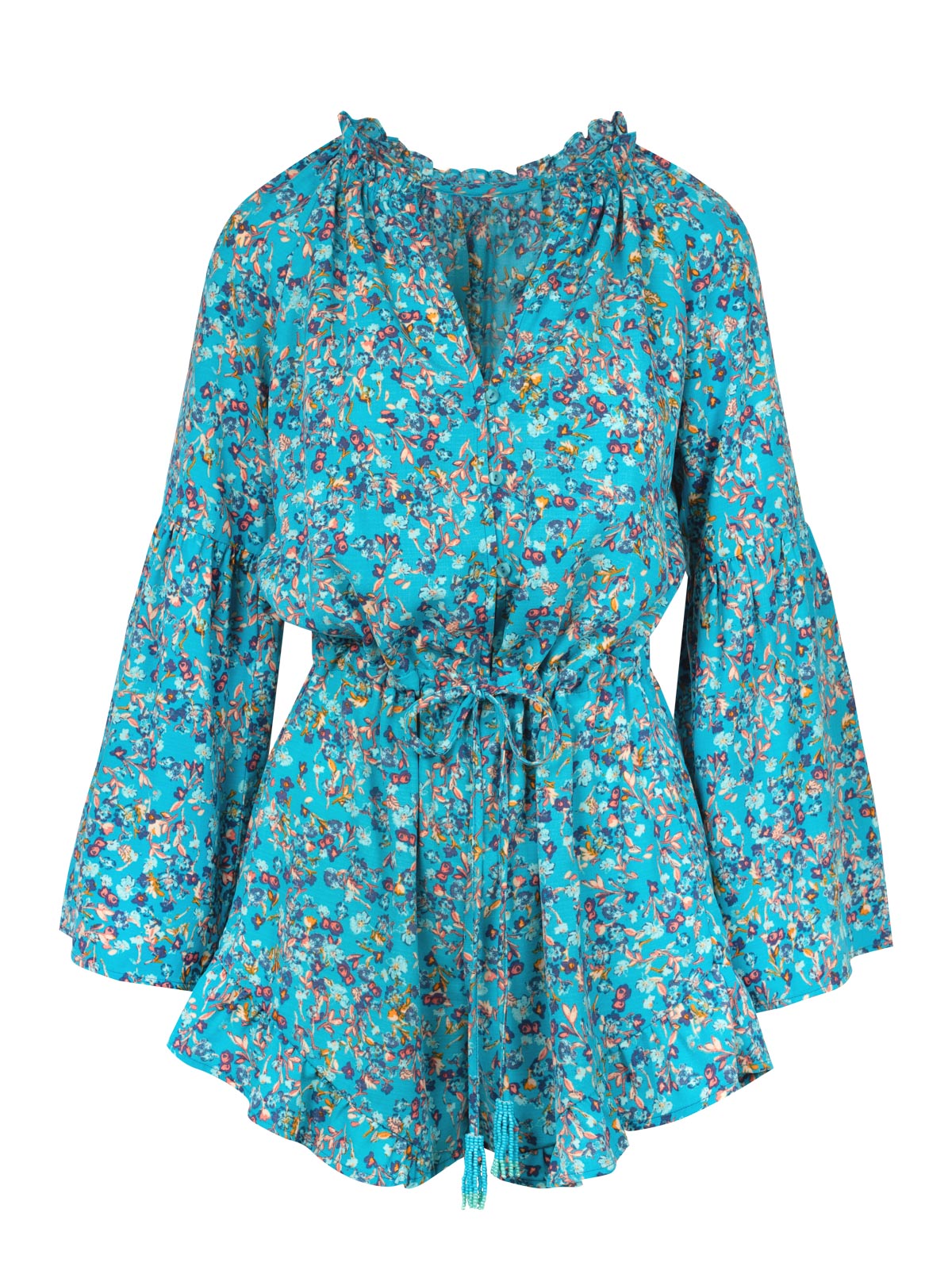 Jessica Simpson For Sale | Aurelia Romper in Tile Blue Acrylic Ditsy