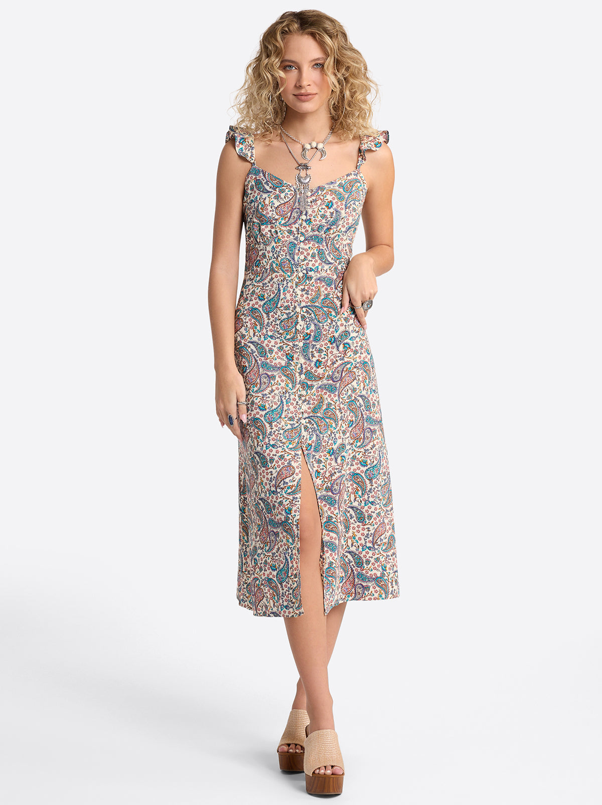 Jessica Simpson Outlet | Sahira Dress in Buttercream Playful Paisleys