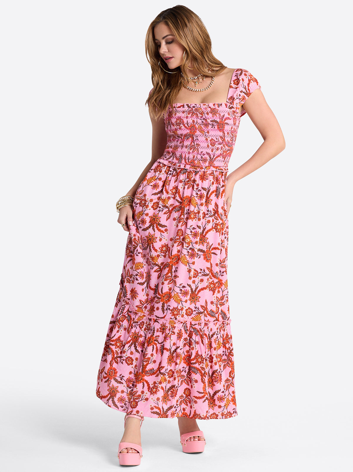 Jessica Simpson Sale | Clarice Maxi Dress in Rosebloom Wild Jacobeans