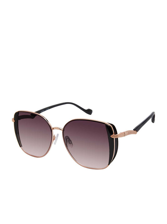 Jessica Simpson Outlet | Metal Shield Butterfly Sunglasses in Rose Gold