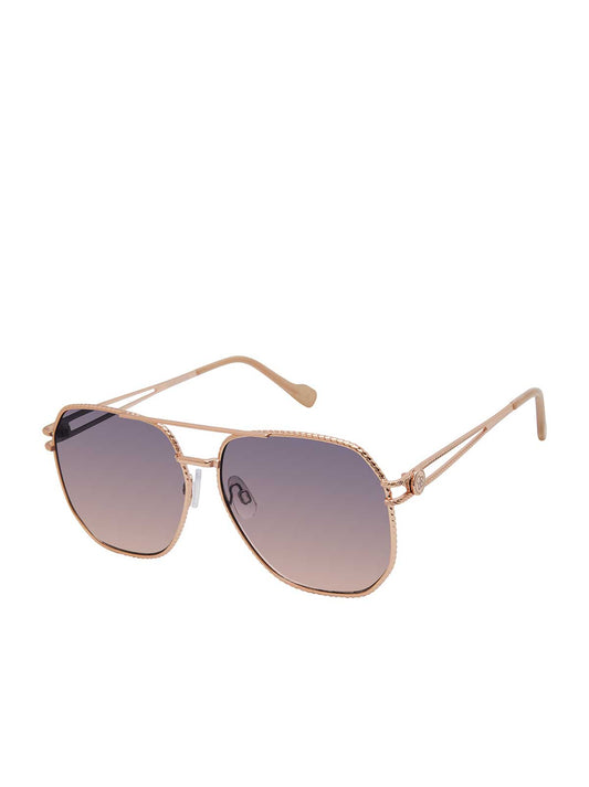 Jessica Simpson Sale | Roped Metal Geometric Aviator Sunglasses in Rose Gold