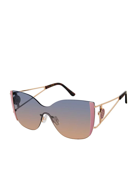 Jessica Simpson Online | Metal Cat Eye Shield Sunglasses in Gold & Rose