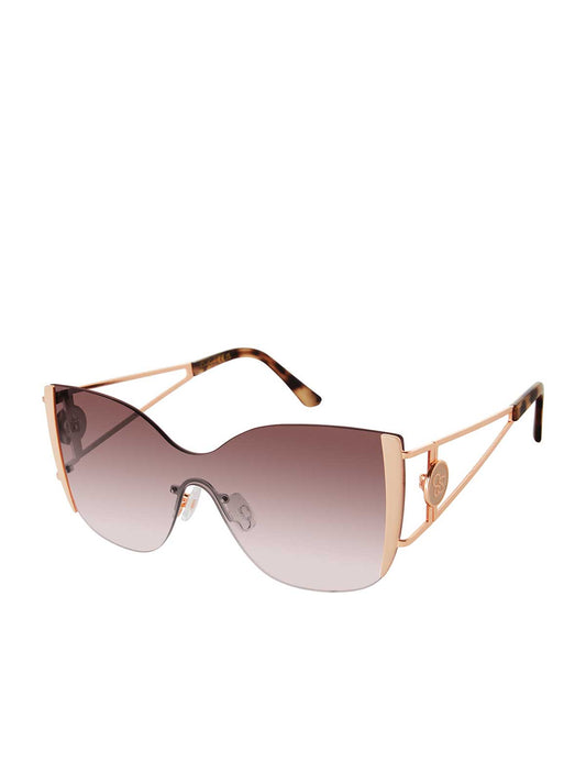 Jessica Simpson Discount | Metal Cat Eye Shield Sunglasses in Rose Gold