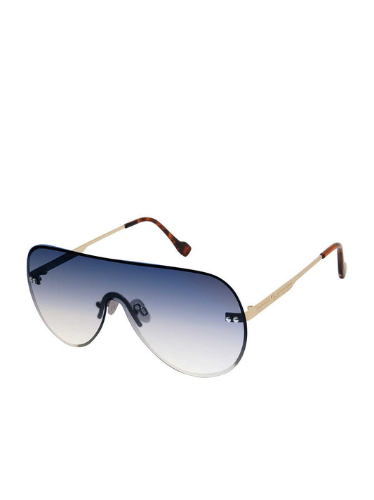 Jessica Simpson On Sale | Rimless Metal Aviator Shield Sunglasses in Gold