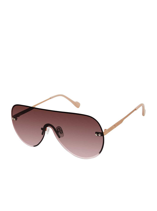 Jessica Simpson For Sale | Rimless Metal Aviator Shield Sunglasses in Rose Gold