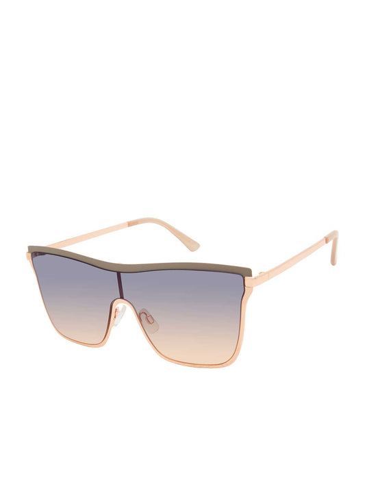 Jessica Simpson For Sale | Chic Metal Square Shield Sunglasses in Nude & Rose Gold