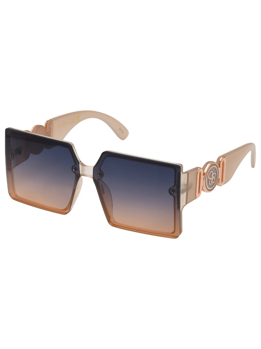 Jessica Simpson Online | Oversized Metal Accent Square Sunglasses in Matte Nude