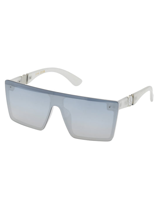 Jessica Simpson Outlet | Oversized Square Shield Sunglasses in White Marble