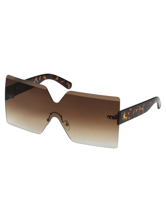 Jessica Simpson Online | Frameless Shield Sunglasses in Tortoise