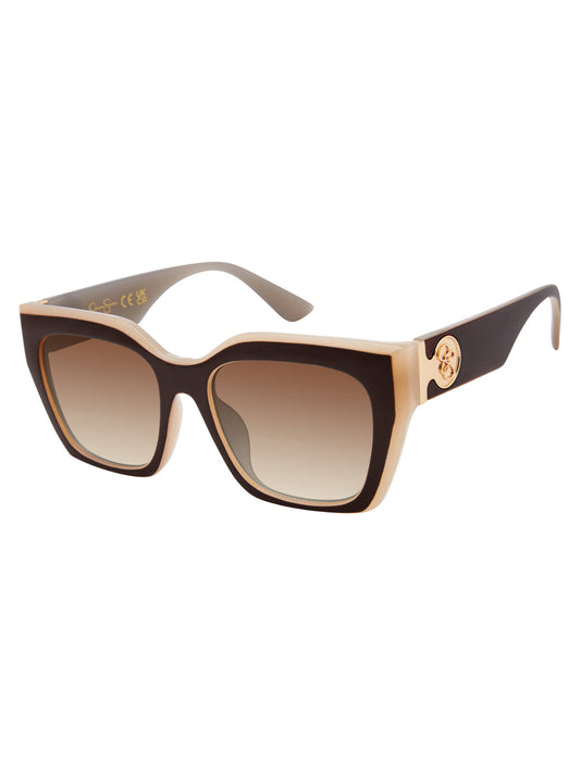 Jessica Simpson Online | Retro Two Tone Cat Eye Sunglasses in Brown & Nude