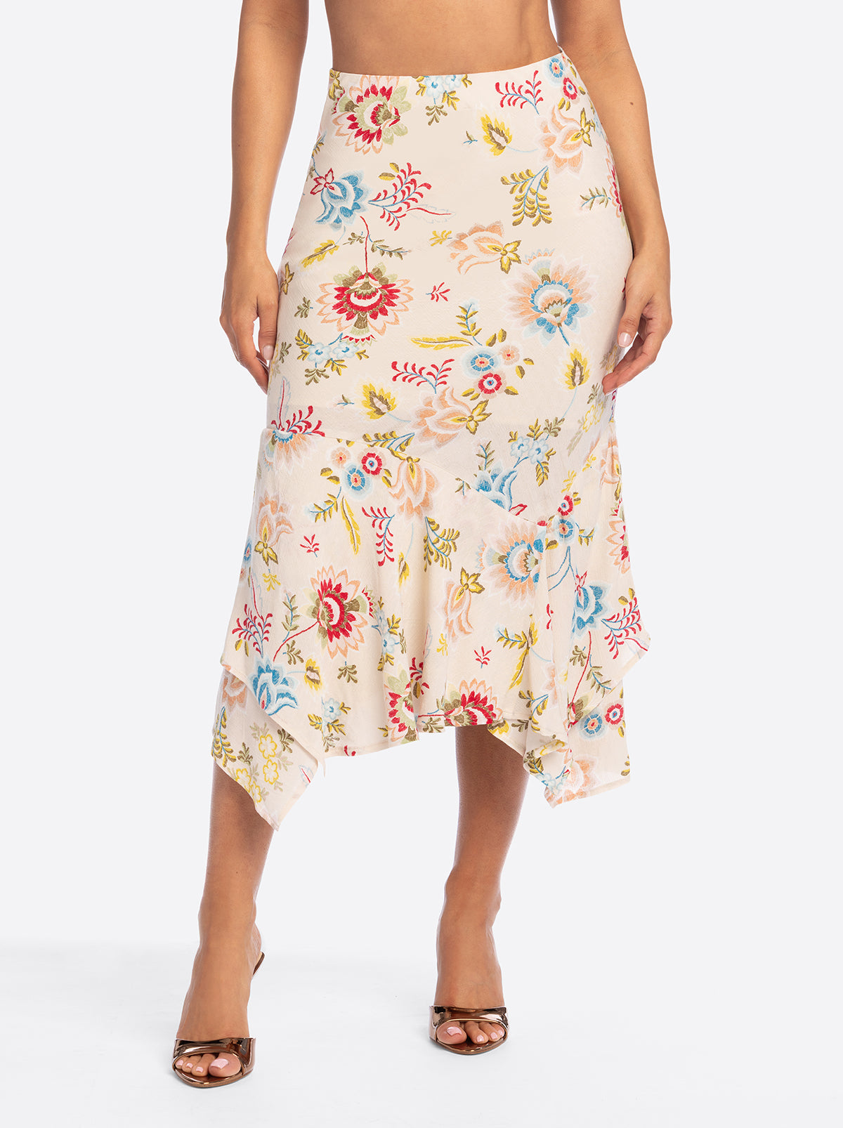 Jessica Simpson Discount | JS Jessica Simpson Nora Bias Skirt in Sandshell Bohemian