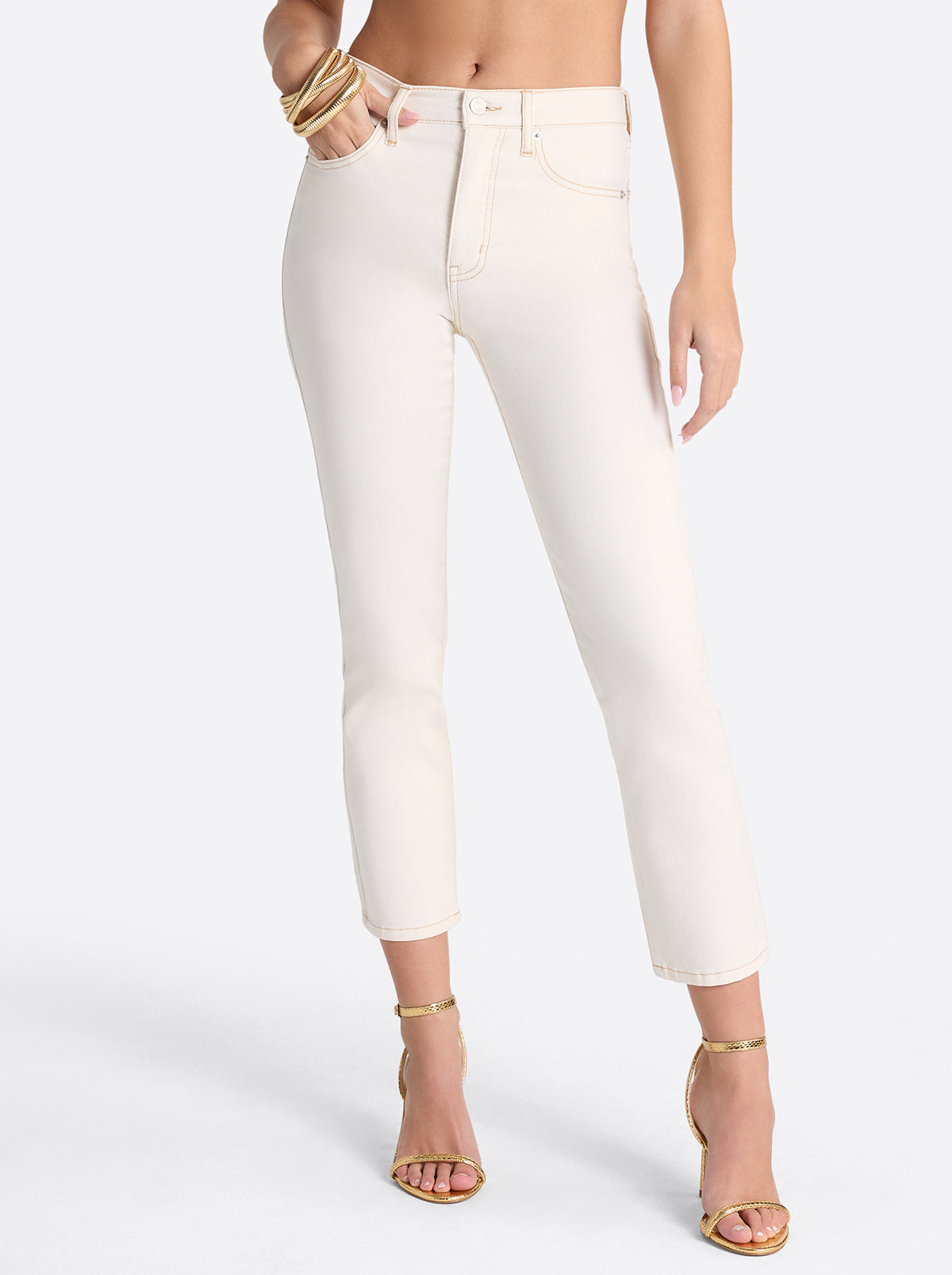 Jessica Simpson Sale | Harmony Straight High Rise Jeans in Ecru