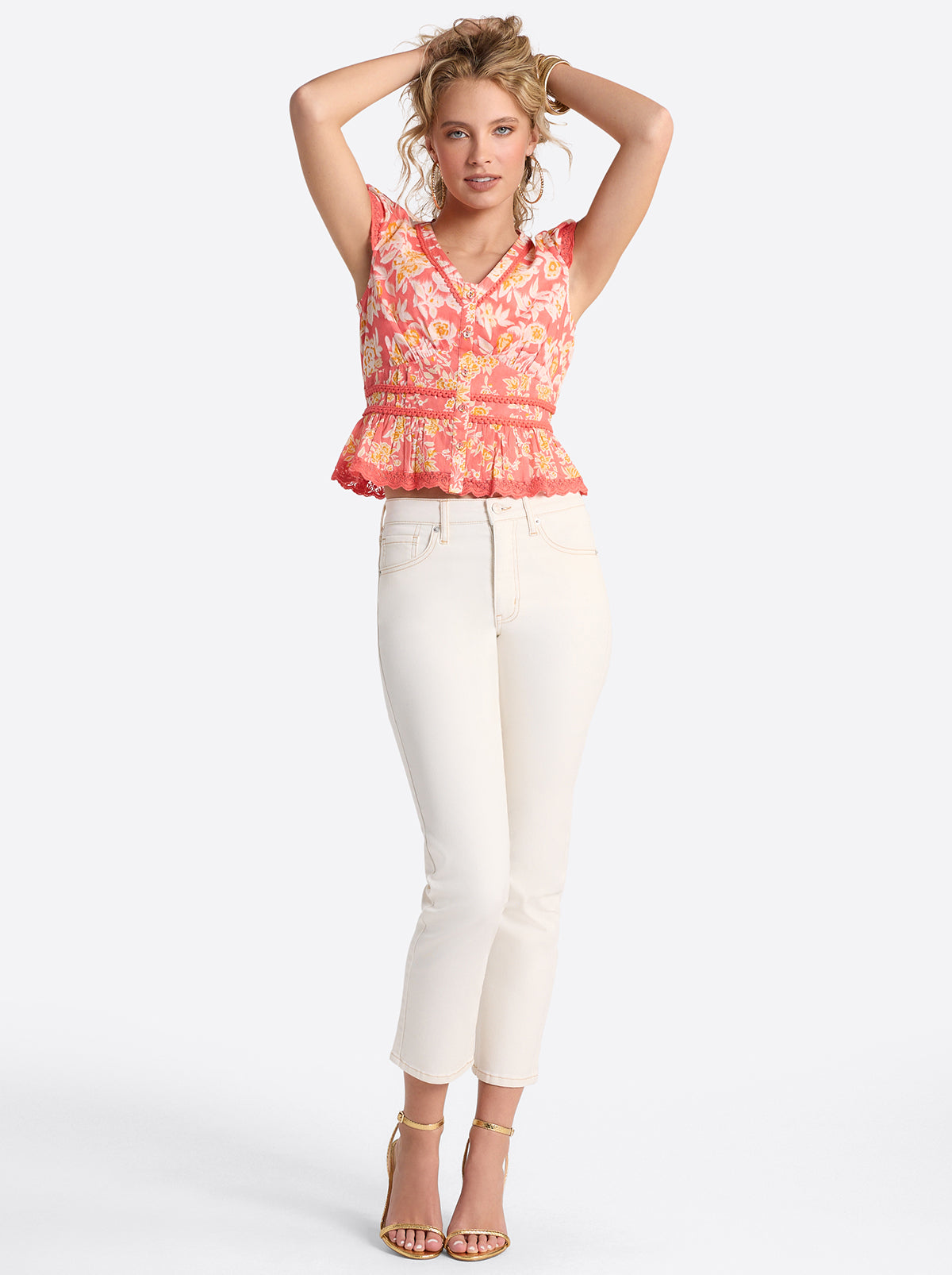 Jessica Simpson Sale | Harmony Straight High Rise Jeans in Ecru