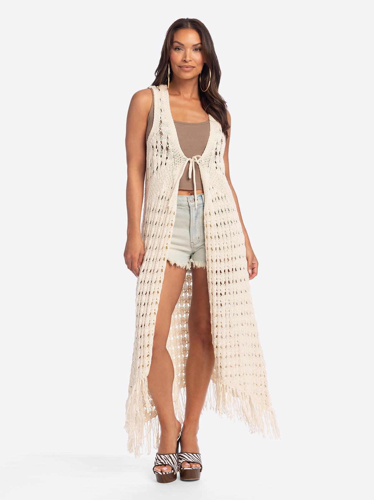 Jessica Simpson For Sale | JS Jessica Simpson Marigold Crochet Duster in Whitecap Grey